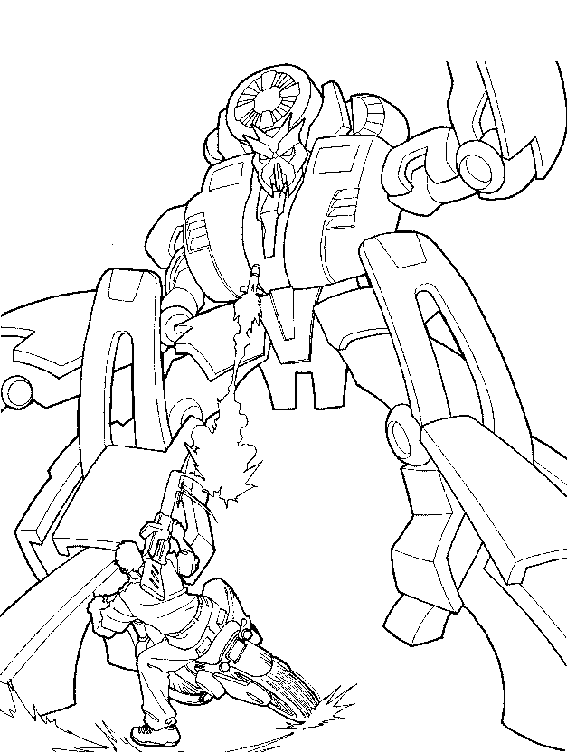 coloriage transformers en train de se battre